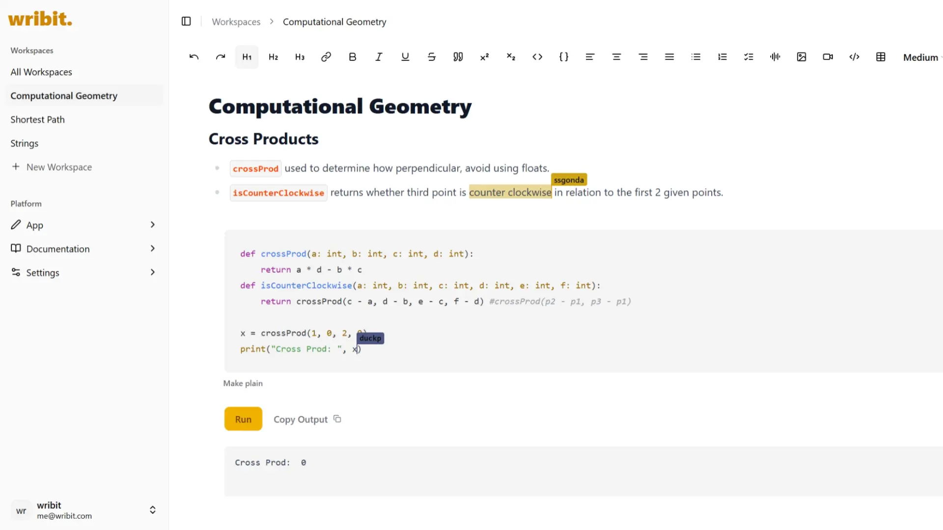 wribit sample screen